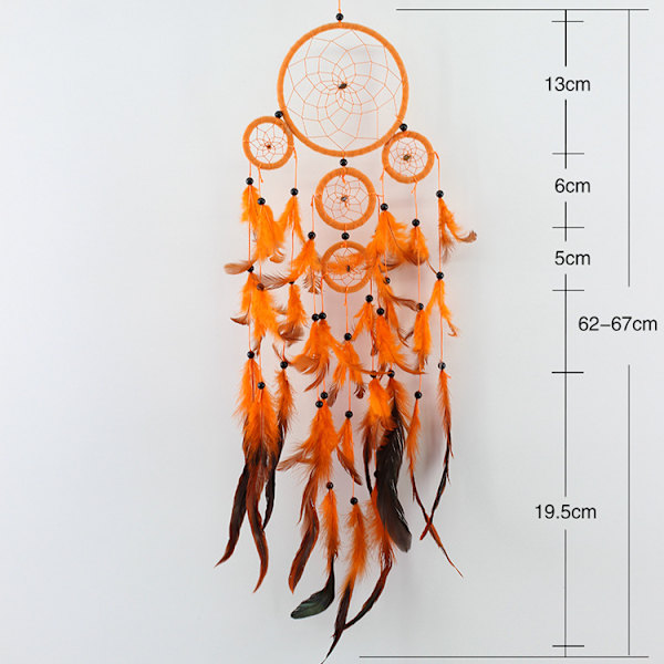 Orange Fjäder Fiskenät - Diameter 16cm, Längd 60cm, Handgjord