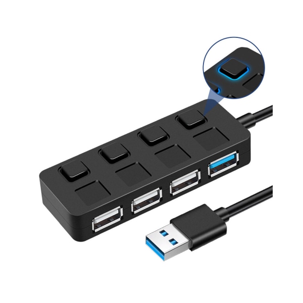 1 stk USB 3.0, 4-porters USB-datahub, 16 cm kabel, høyhastighets-USB