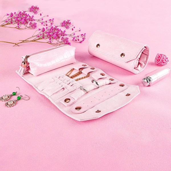 (Romantisk Pink) 1 stk. Smykkerulle Organizer, Rejse Smykker Organ