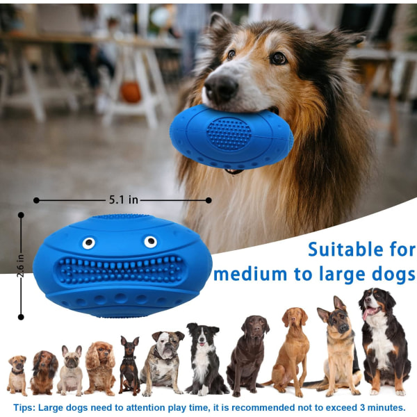 Blå, Autoau Dog Toy Chew Uforgjengelig hundeleke, slitesterk gummi
