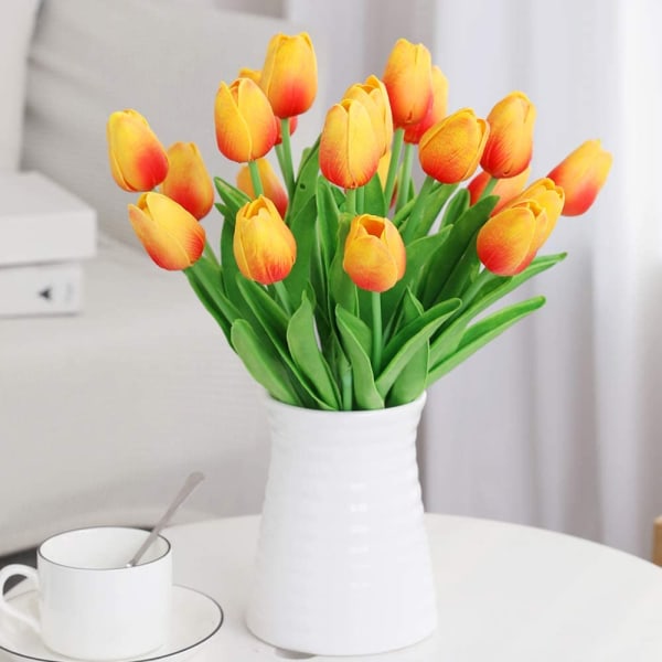 10 stk oransje kunstige tulipaner, falske blomster i latexmateriale B