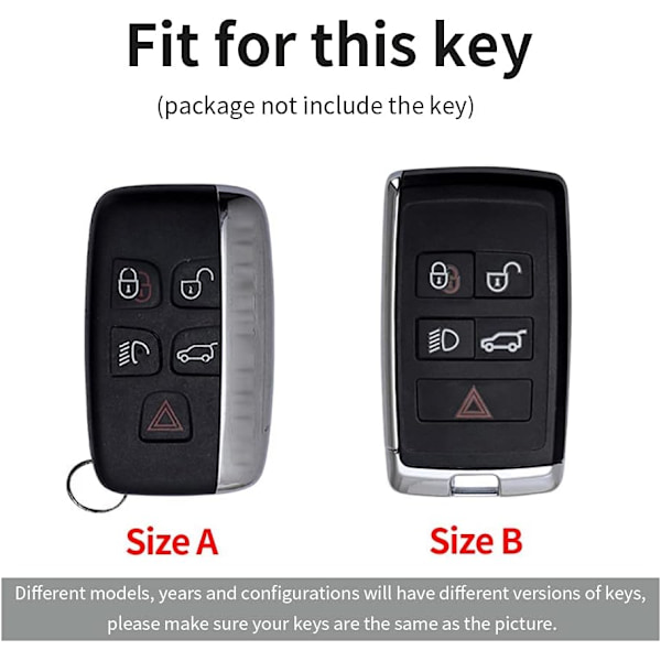 Bilnyckelskydd Svart Läder Zinklegering Nyckelfodral Hållare Skydd Kompatibel med Land Rover Passar Range Rover Spo