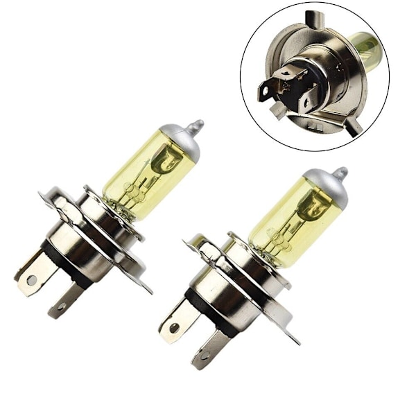 2 st H4 Halogenlampor Gul Bilstrålkastare Kit 12V 100W