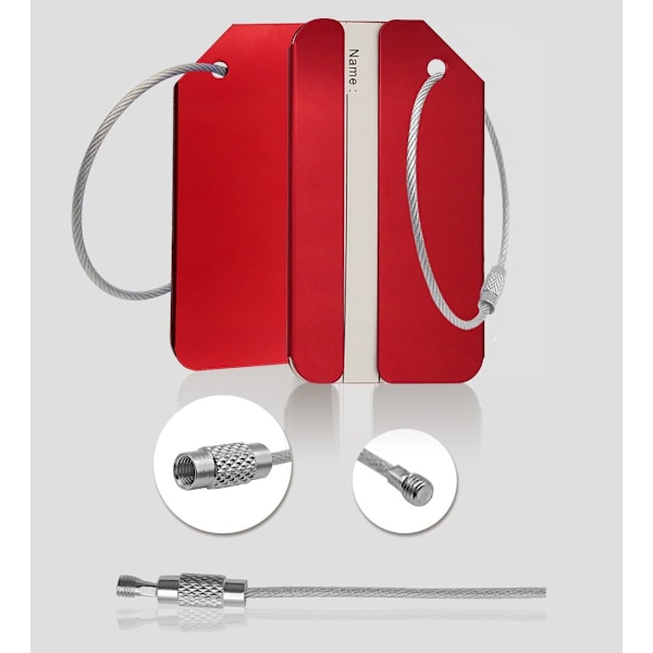 Matkalaukkuetiketit, matkatavaramerkit, alumiini, 5 kpl red