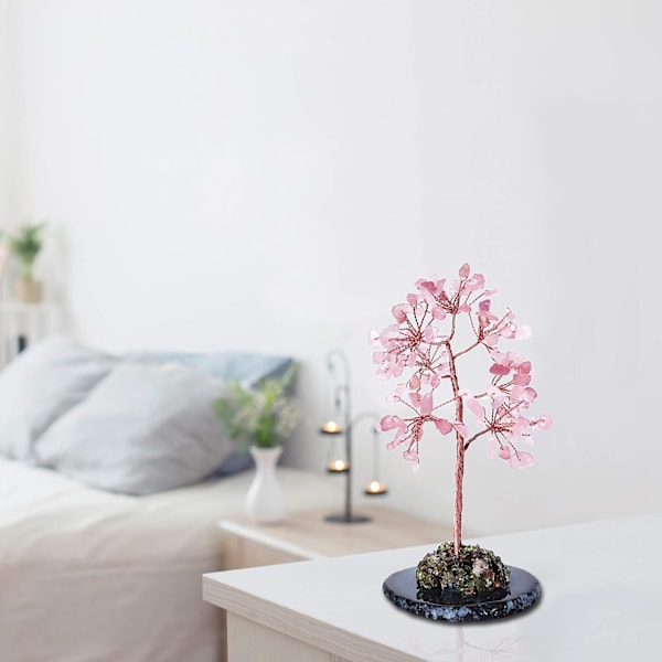 Pink Crystal Money Tree for Chakra Healing Feng Shui Fortune Good