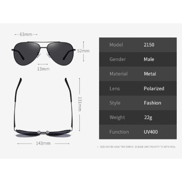 Klassiska Pilot Polarized Solglasögon för män Retro Driving Shades UV
