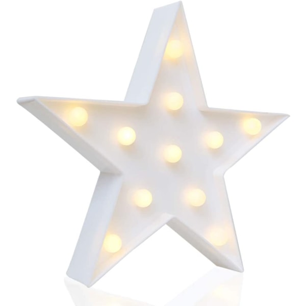 Star Marquee Sign Lights, varmvit LED-lampa - batteridriven