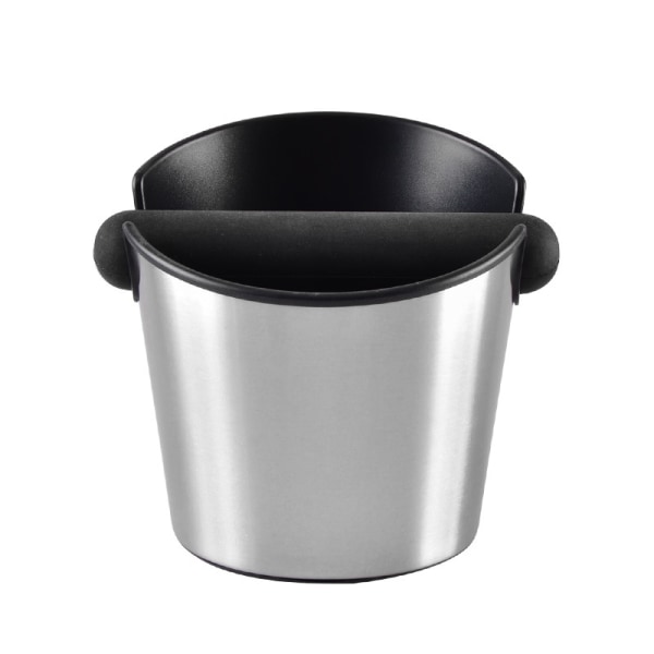 Knockboks, svart kaffeaccessoar Matt silver rund - Knock Box