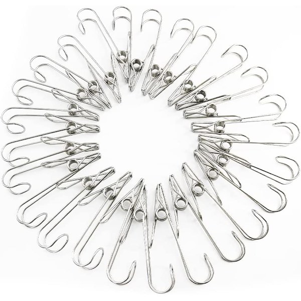 25 stk. rustfrit stålklemme, lang klemme, rustfrit stålsstrømpeholder