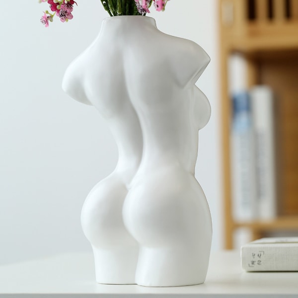 Keramisk vase til kroppen - Bohemian dekoration (hvid)