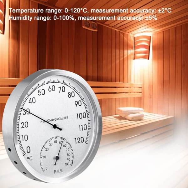 Termometer og hygrometer 2 i 1, metallskivetermometer, analogt