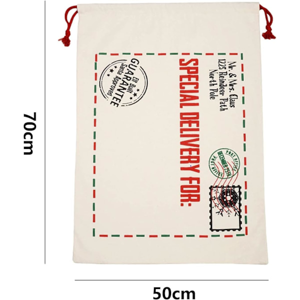 4 stk. 70 x 50 cm julegavepose lærred julemandssækpose med