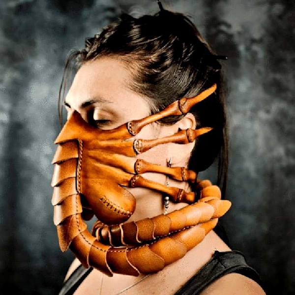 Halloween skräck utomjording skorpion mask imitation läder ny f