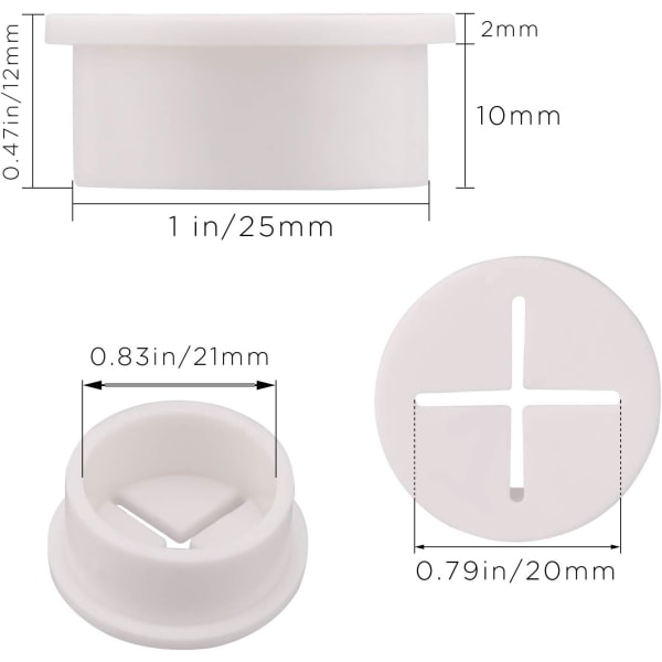 6 stykker fleksibel silikonkabelgjennomføring, hvit gummigromm