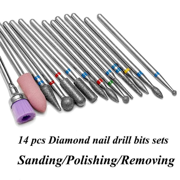 14 stk. negleboremaskiner slibebits spidser professionel diamantfjerner K