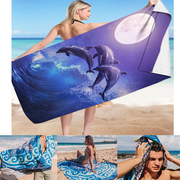 En bit (STJ-27, ca 70*150cm) Mikrofiber Strandhandduk Snabbtorkande