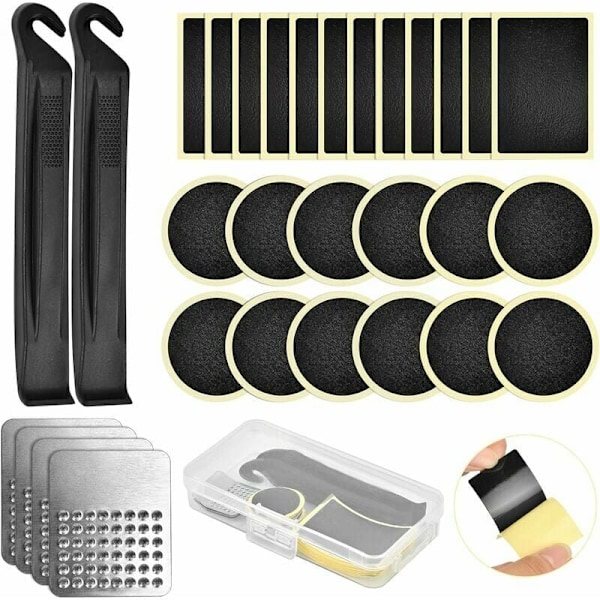 30 Pieces Bike Puncture Repair Kit, Inner Tube Repair Kit with Gl