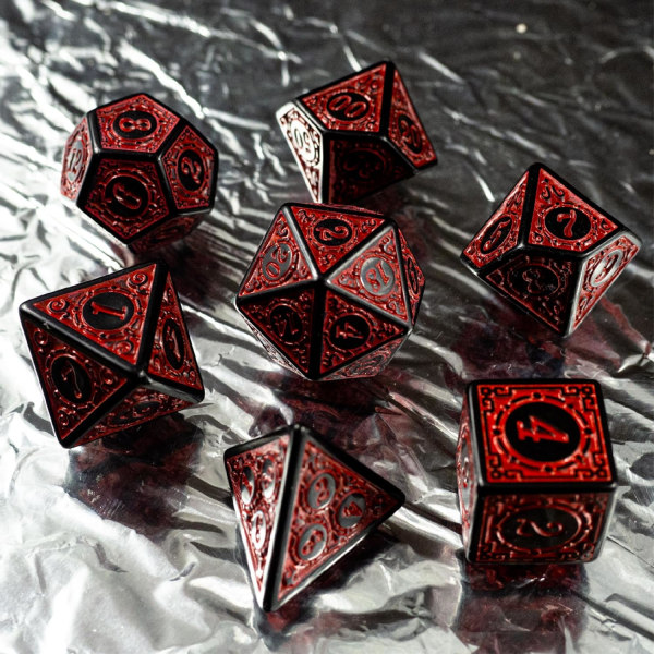 7-delad polyhedral tärningsspel, dubbelfärgad polyhedral tärningssats,