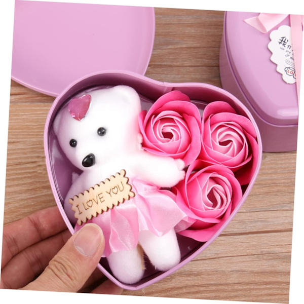 2 stk kunstig rose gaveeske (rosa) for valentinsdagens blomster