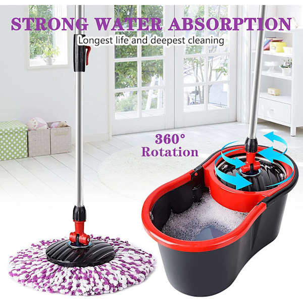 4 stk. Clean Twist Disc Mop Udskiftningshoved, Genanvendelig Mikrofiber