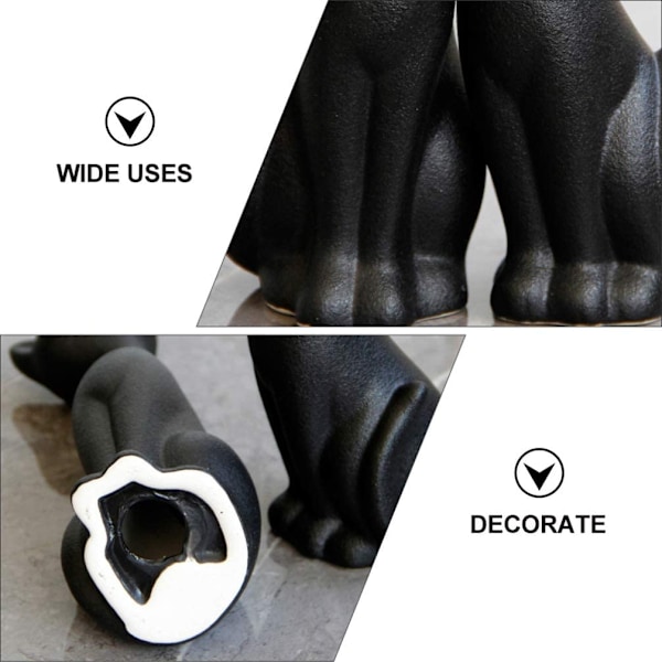 2 stk. Sort Keramisk Kat Figur Kat Par Statue Keramisk En