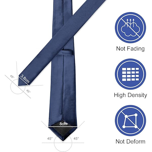 (Marineblå) Slips til menn, Håndlaget slips til menn, Smal Slips Flere Farger Tilgjengelig, Slips til Bryllup Formell Business Slips, Slips