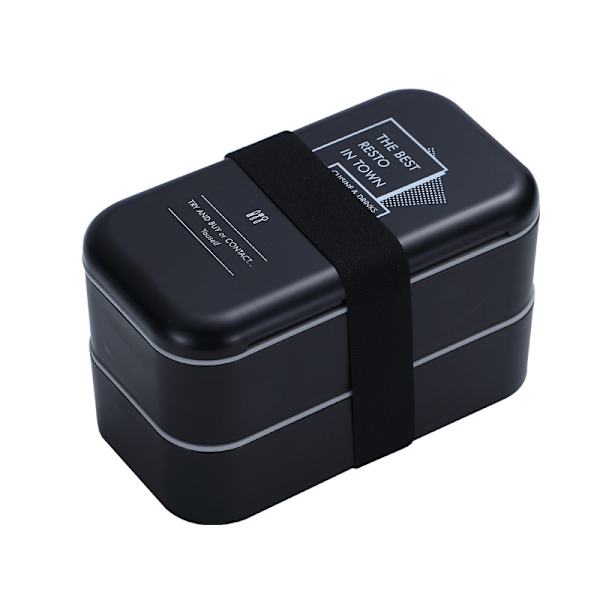 2 stk. Sort Hvid Madkasse - All-in-1 Bento Madkasse, Måltid