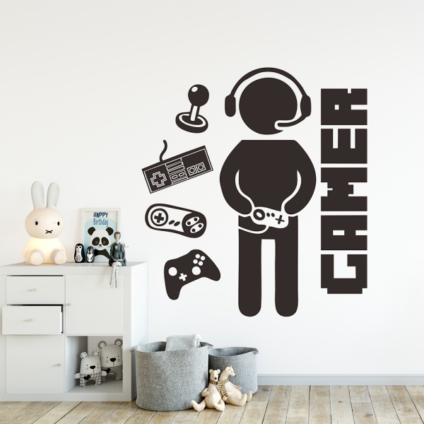 Gamer Boy Decal Wall Sticker, Video Games Wall Stickers, Removab