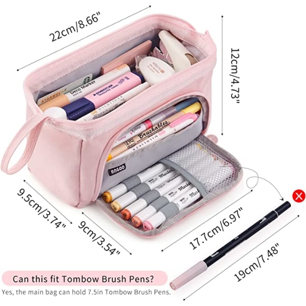 Penalhus med stor kapacitet blyantpose Håndholdt pennetaske Cosmeti