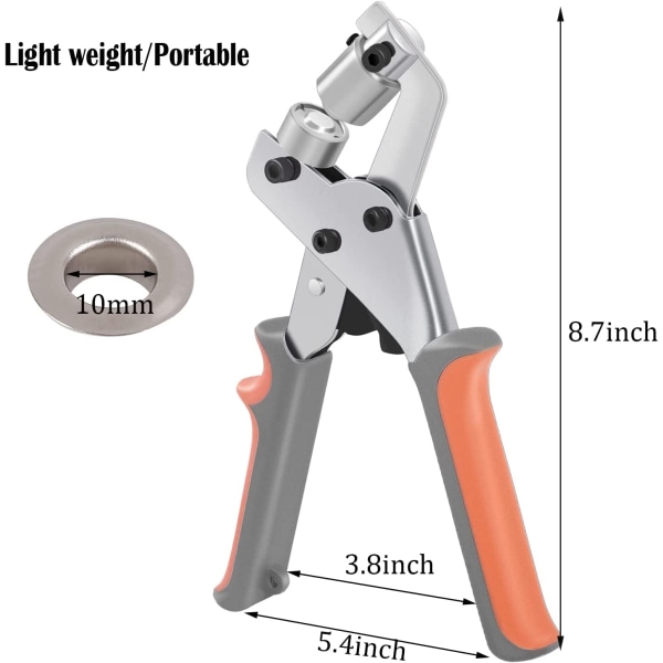 100 stk. 3/8 tommer (10 mm) øjesæt værktøjssæt øjepresse tang por