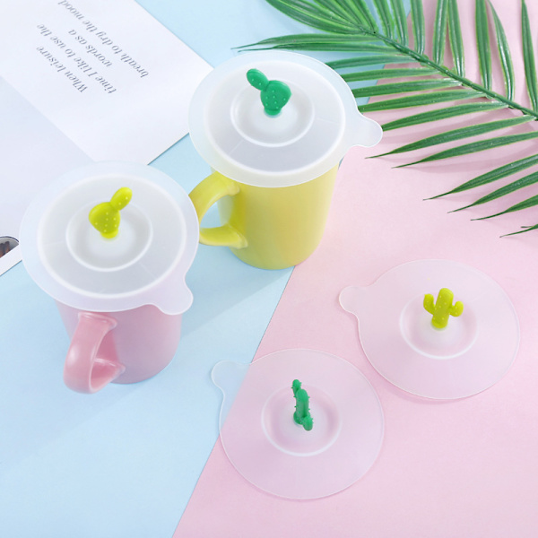 Sæt med 4 fødevarekvalitets silikonekopdæksler, Creative Cactus Cup Cov