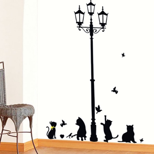 Cats Under lyktestolpe Wall Stickers + Par Cat Wall Sticker for