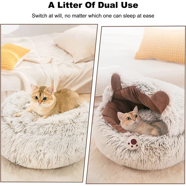 Pet Cave Bed, Cat Nest med avtagbar vaskbar indre pute, So
