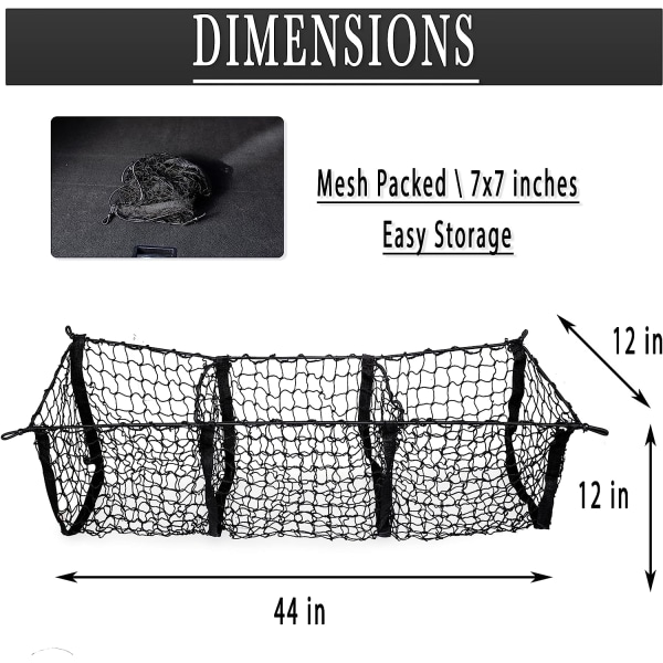 Sort mesh tre-lommers bagagerumsnet