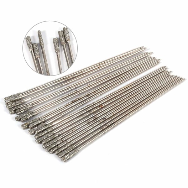 Smykkebor (1,6-1,8 mm) - 20 stk/pakke 1 mm diamantbelagte lapidære bor, solid bor-nål, agatbor for