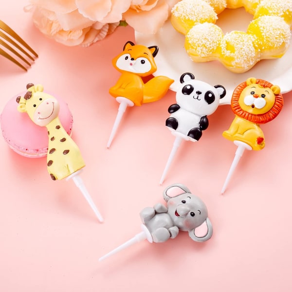 5 stk sukkerfigurer dyr Skogen kaketopper jungel zoo Saf