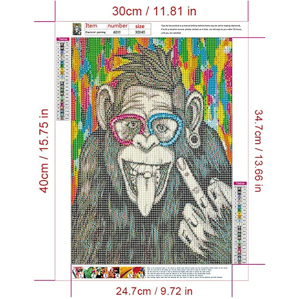 Lasit Orangutan Timanttimaalaus, 30x40cm Timanttimaalaus Pic