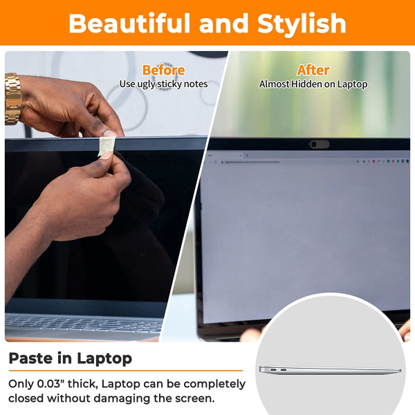 Laptop-kameraskydd [6-pack], ultratunt webbkameraskydd för