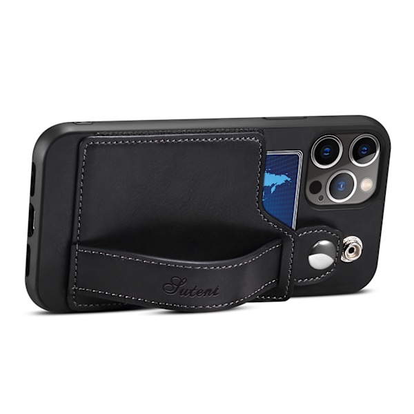 Kompatibelt iPhone 14 Pro Max Skal, PU Läder Plånboksfodral (Svart)