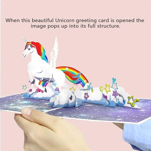 3D Yksisarvinen Pop Up -onnittelukortti, syntymäpäiväonnittelukortti, kirjekuori