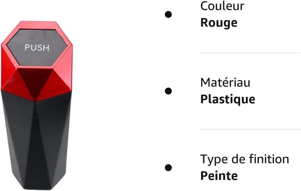 Mini (20x7.7cm) Röd Bil Papperskorg med Lock Läckagesäker Plast för