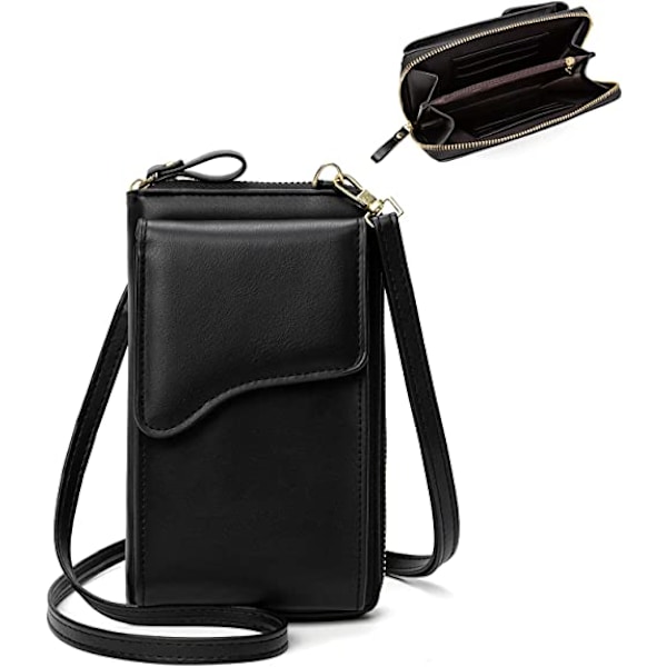 Lille læder skuldertaske, crossbody taske mobiltelefon pung pung