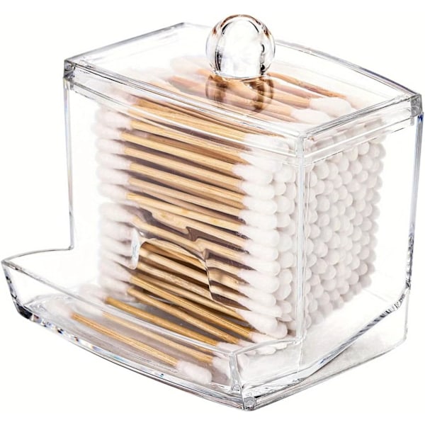 Vatpindsæske, Vatpinde Dispenser, Badeværelsesæske, Akryl Vatpinde Opbevaring til Kosmetik Makeup Transparent