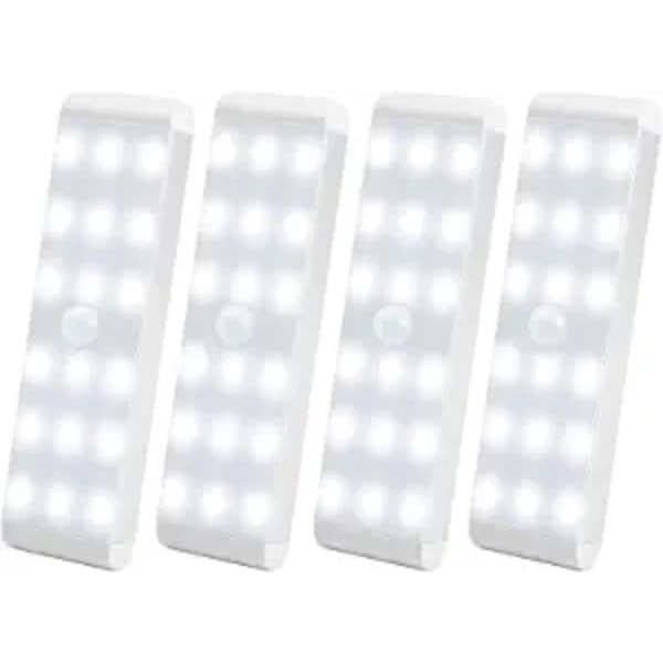 LED-skaplys, 20-LED Dimmer USB-oppladbart bevegelsessensor C