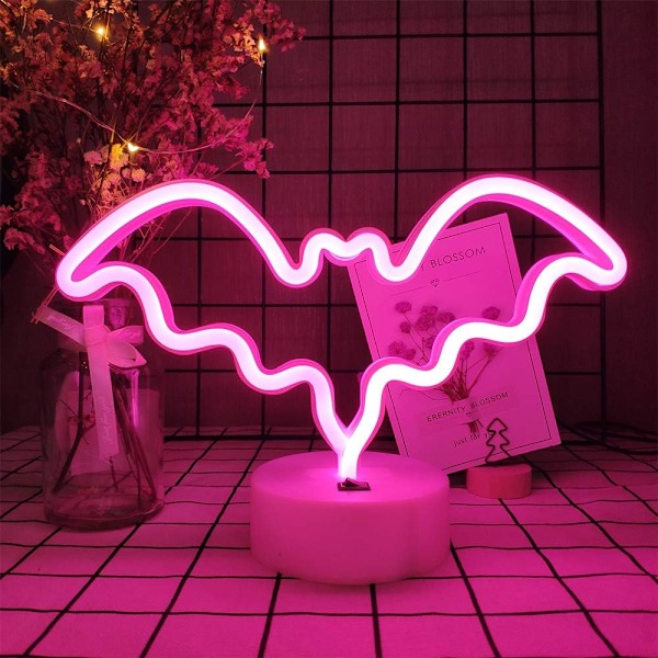 Lepakko Neonvalot Led Neon Yövalot seinälle/Pöytäkoriste Paristolla Huoneen Lahjakoristeluun Valaistus Luova Koristelu