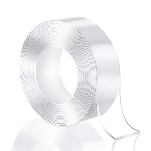 1 stk. Transparent dobbeltklæbende nanotape i forskellige længder