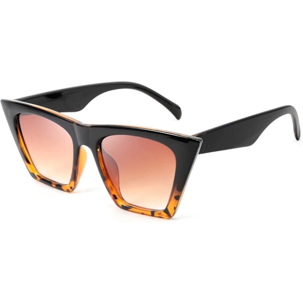 Svart Leopard Vintage Kvadratiske Cat Eye Solbriller Dame Trendy Sol