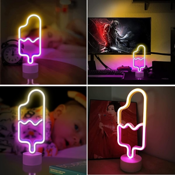 Popsicle LED nattlys med base, LED neonlys skilt veggdekor