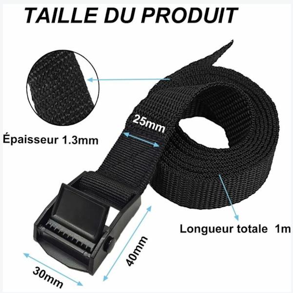 Spændestropper spændestropper cykelstropper - 6 stk 2,5 cm x 1 m - komplet opgradering - helt sort
