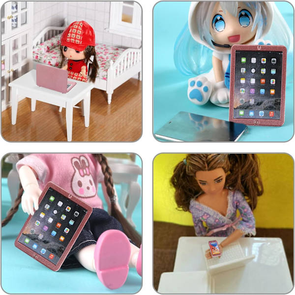 3-pack miniatyrdockor i metall - roséguld för bärbara datorer, surfplattor